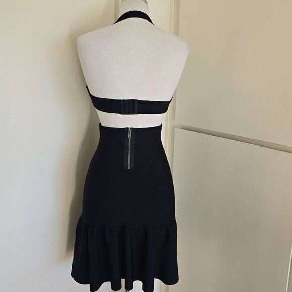 GUESS Mirage Cut-Out Bandage Halter Mini Dress in Black   Sz: M - Picture 3 of 7